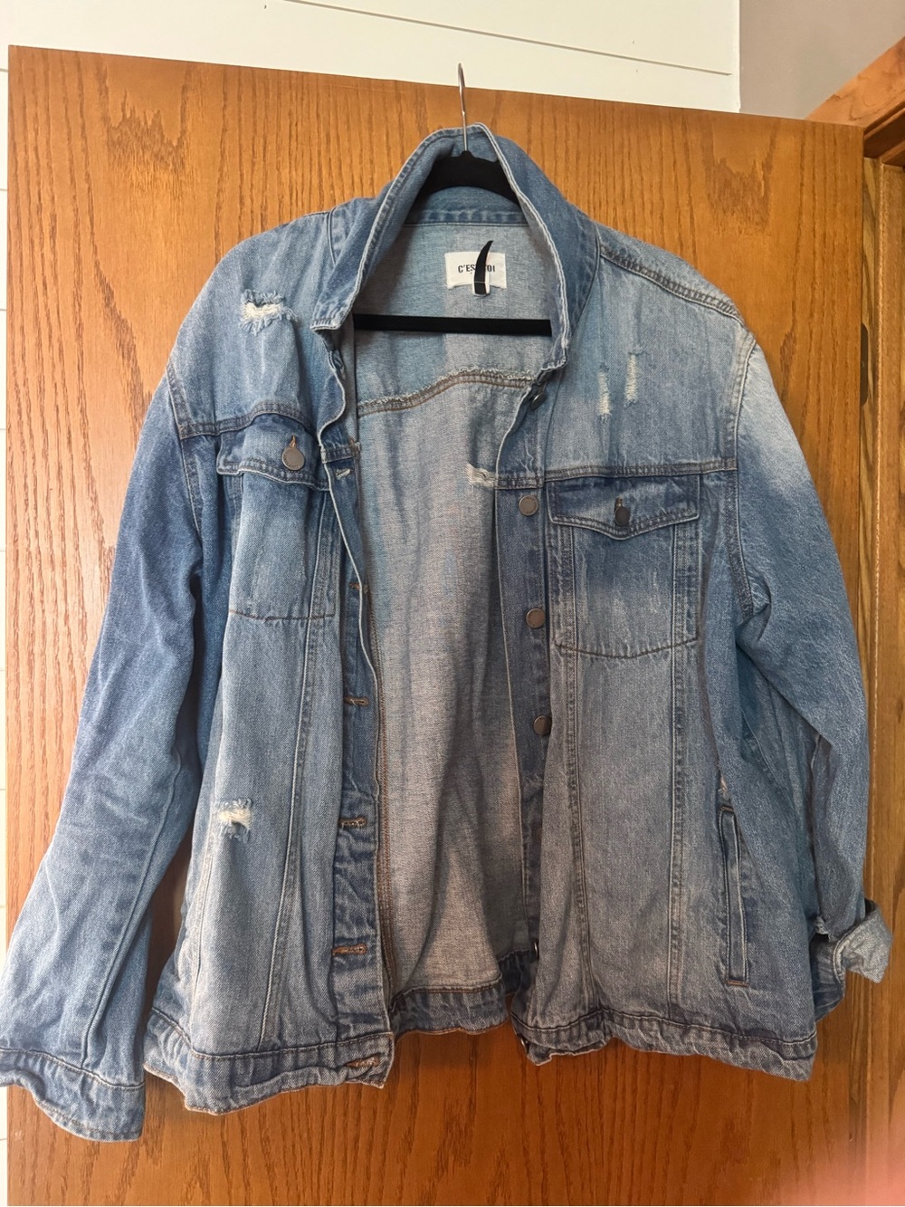 CYN Denim Light Blue Distressed Jean Jacket